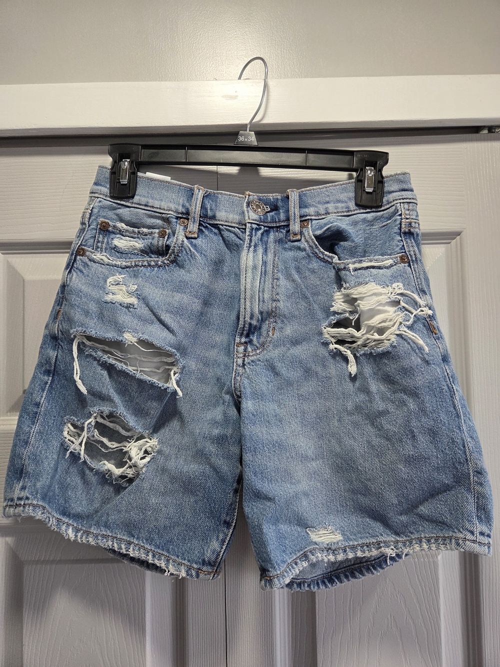 American Eagle Outfitters Light Wash Distressed Denim Shorts